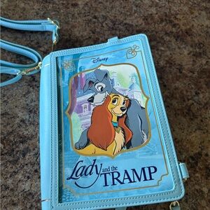 Lady and the Tramp Classic Book Loungefly convertible backpack and purse.